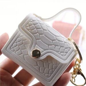 White Textured Mini Bag Keychain